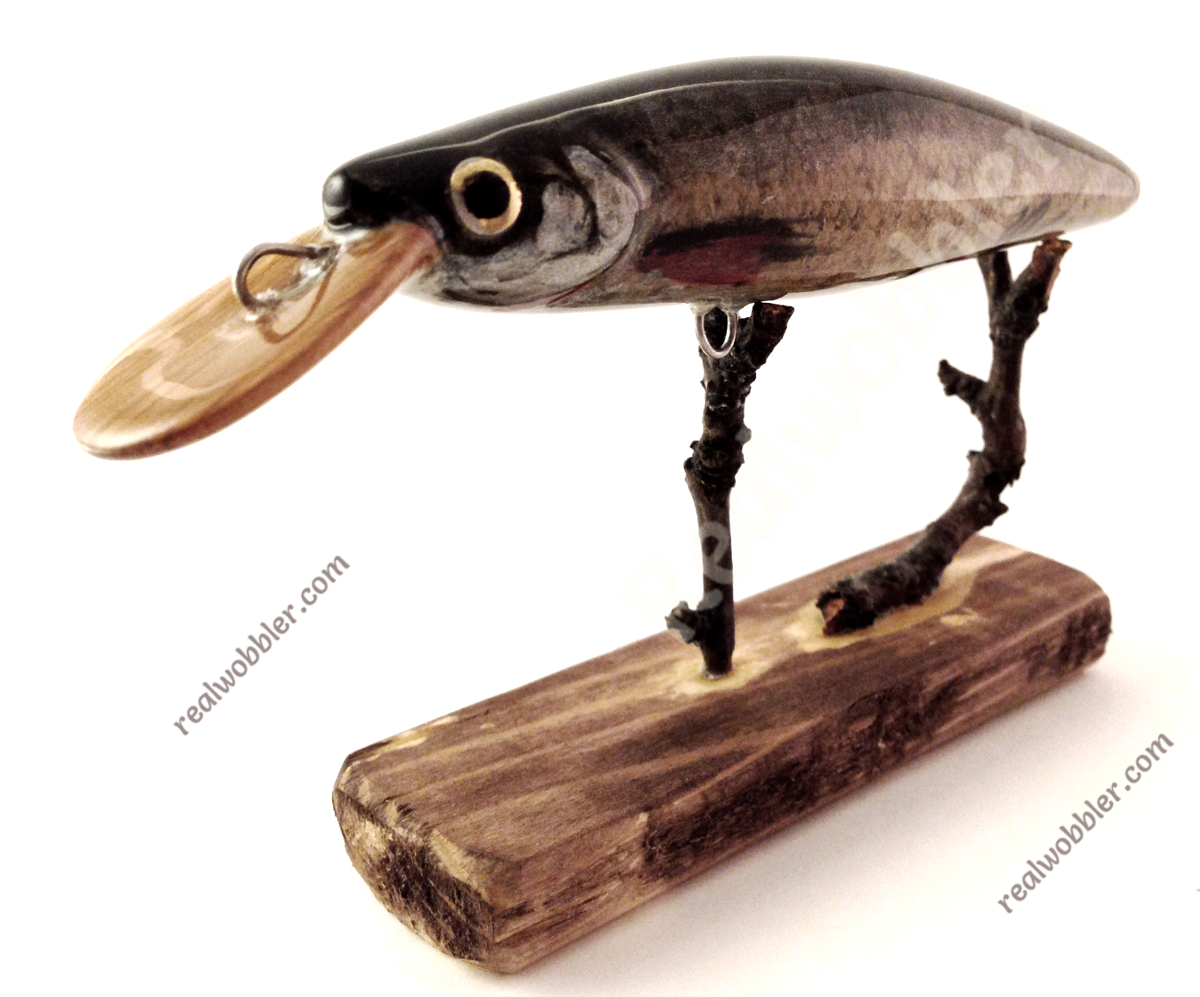 Handmade wood fishing lure for the fishing of bass, pike, asp fish